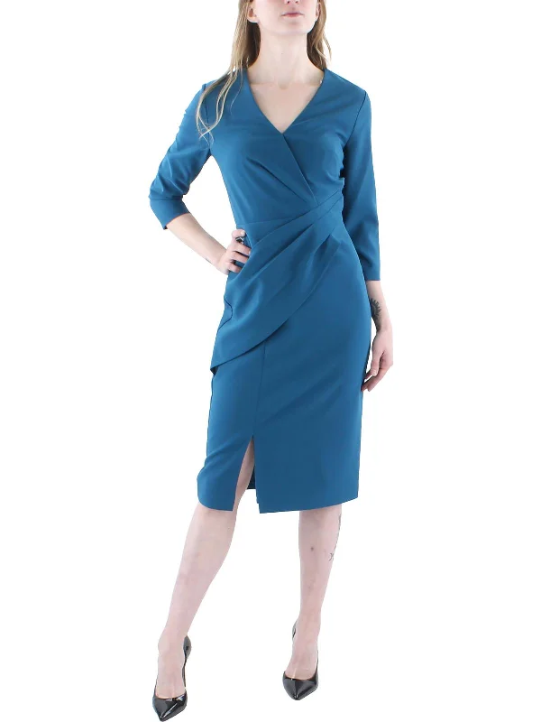 Womens Pleated Kn Cocktail and Party Dress