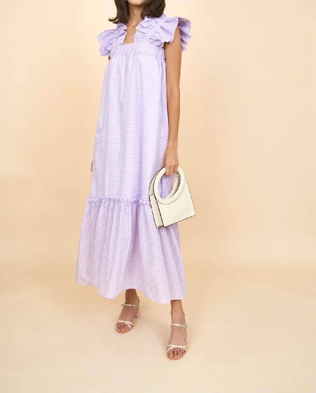 Collins Dress In Purple Gingham