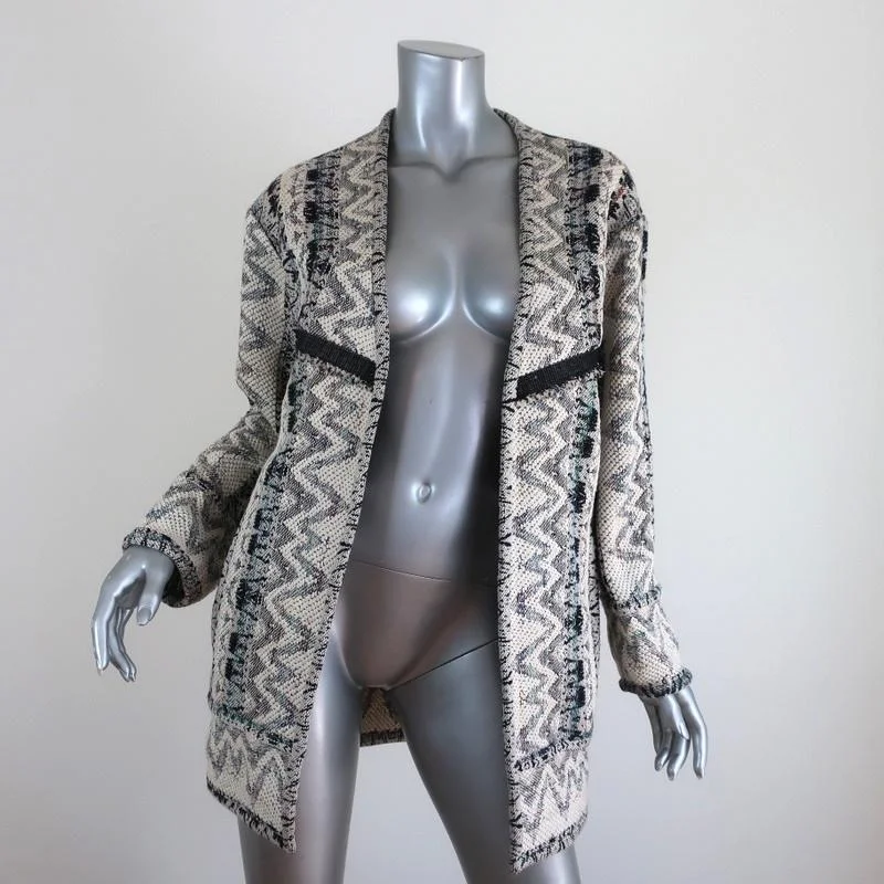 IRO Jacket Rhode Cream/Multicolor Jacquard Tweed Size 34 Open Front