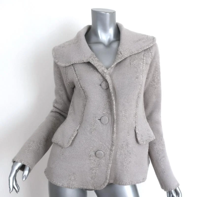 Rochas Knit Blazer Gray Cashmere-Blend Size 40 Three Button Jacket