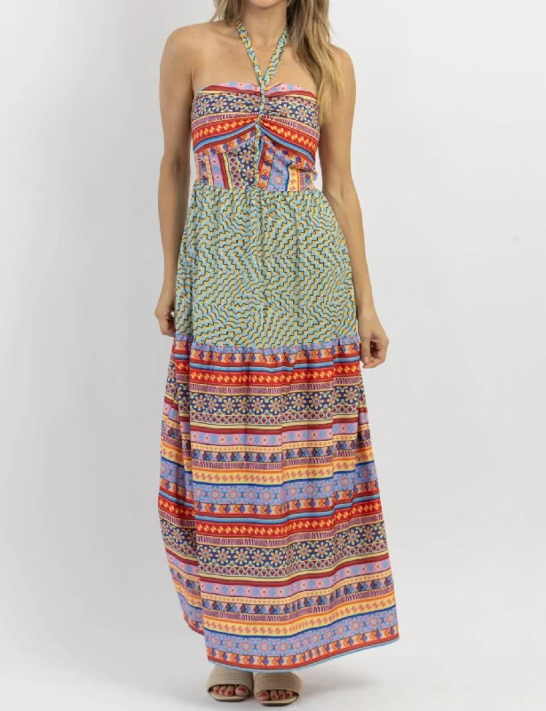 Kahuna Halter Maxi Dress In Blue