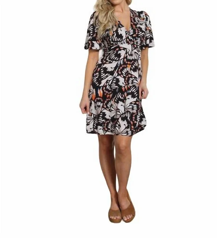 Flutter Sleeve Dress In Tessa