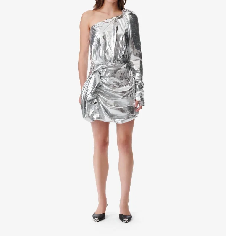 Samuel One Shoulder Dress In Silver