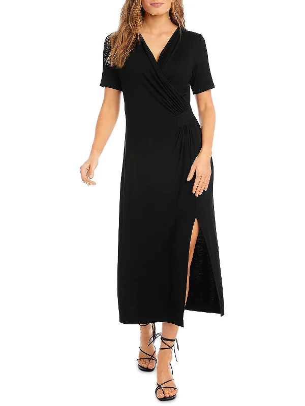 Womens Jersey Side Slit Maxi Dress