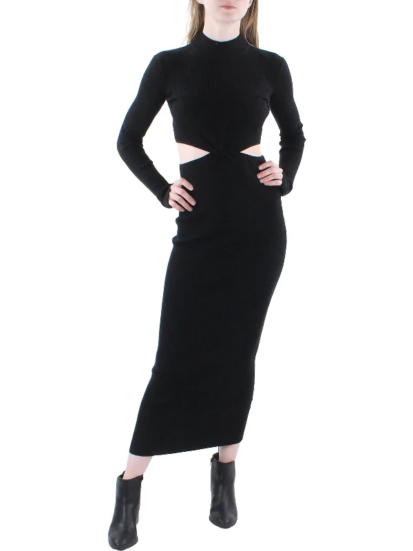 Womens Cut-Out Twist Front Sweaterdress