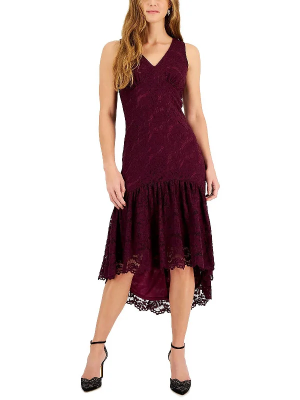 Womens Lace Hi-Low Cocktail and Party Dress