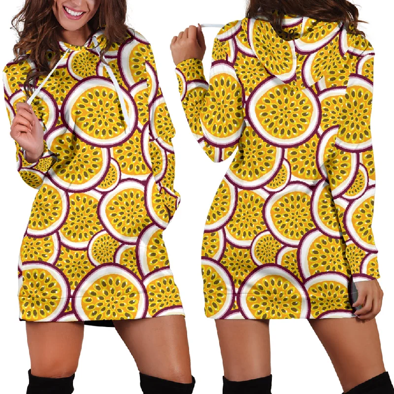 Passion Fruits Slice Pattern Women'S Hoodie Dress