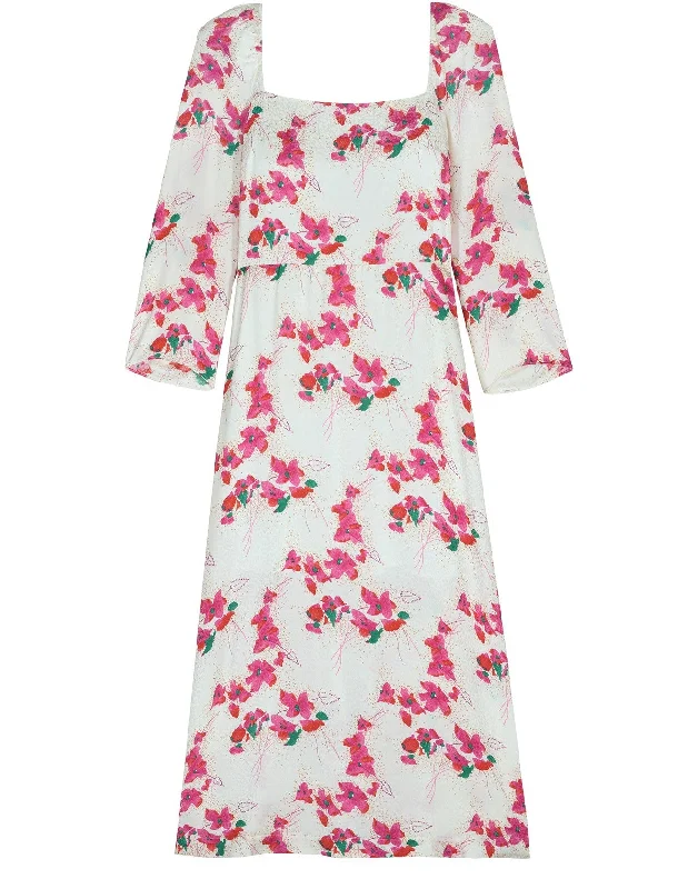 ba&sh Women's Elonor Ivory Pink Floral Midi Dress