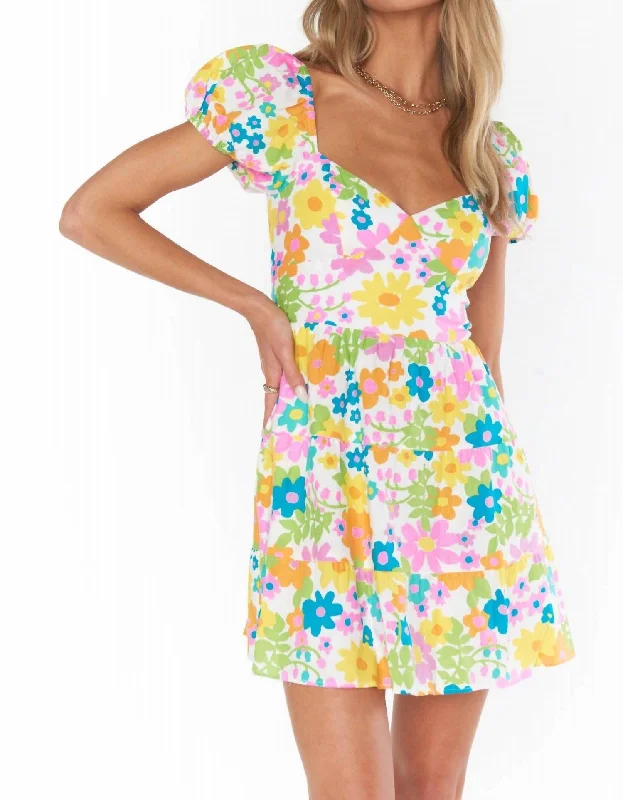 Cathy Mini Dress In Petal Pop Yellow Floral