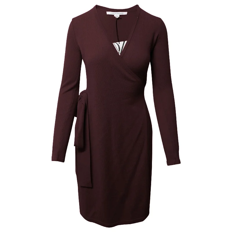 Diane Von Furstenberg Dvf Women Linda Wool Cashmere Wrap Sweater Dress Brown