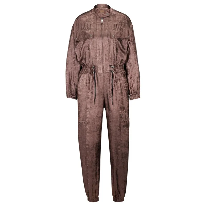 Relaxed-fit jumpsuit in metallic material with elastic waist