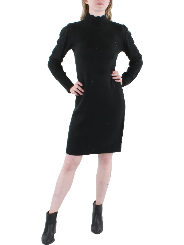 Womens Mock Neck Short Sheath Dress