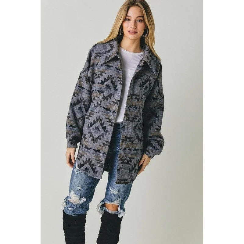 Printed button down jacket