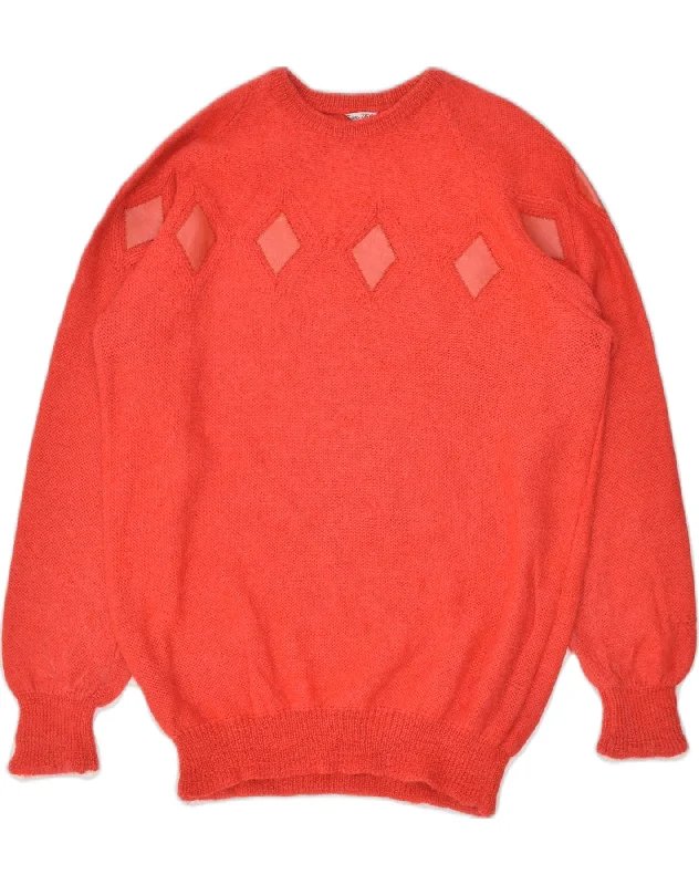 VINTAGE Womens Crew Neck Jumper Sweater IT 52 2XL Red Argyle/Diamond