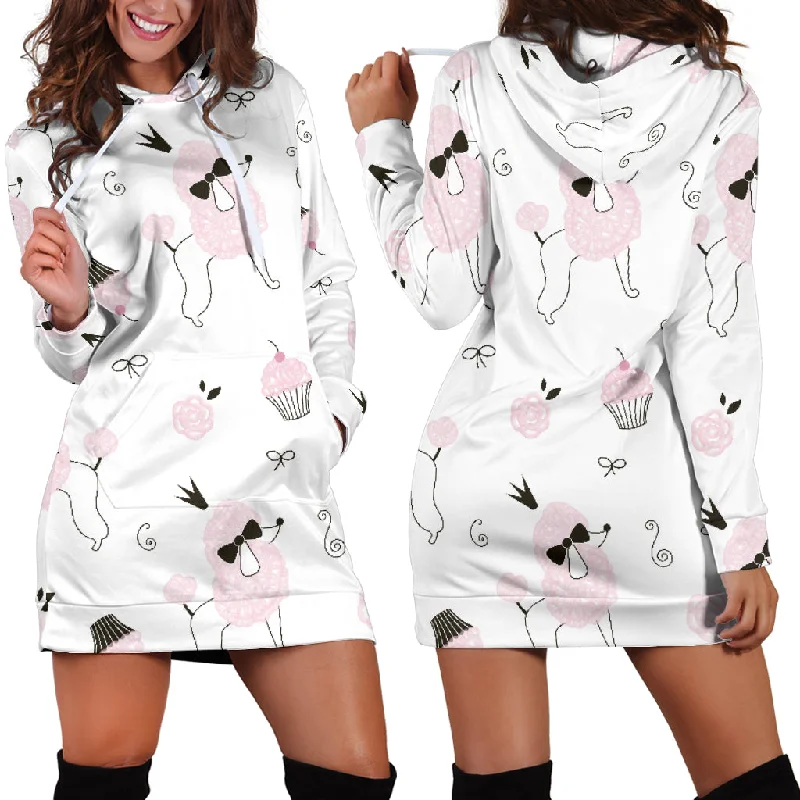 Poodle Dog Rose Cake Pattern Women'S Hoodie Dress