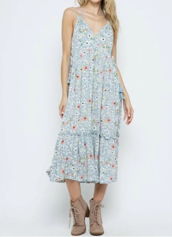 Blossom Midi Dress In Grey