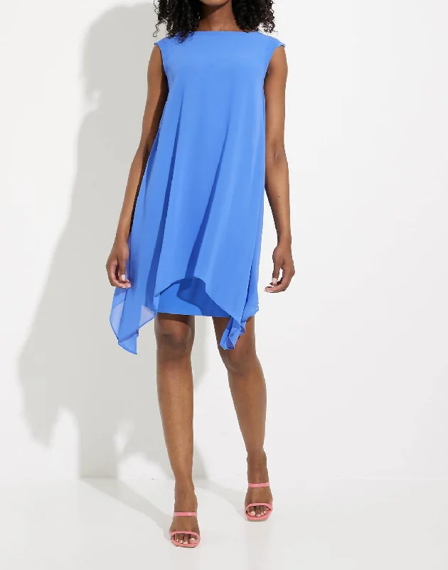 Chiffon Overlay Dress In Blue Iris