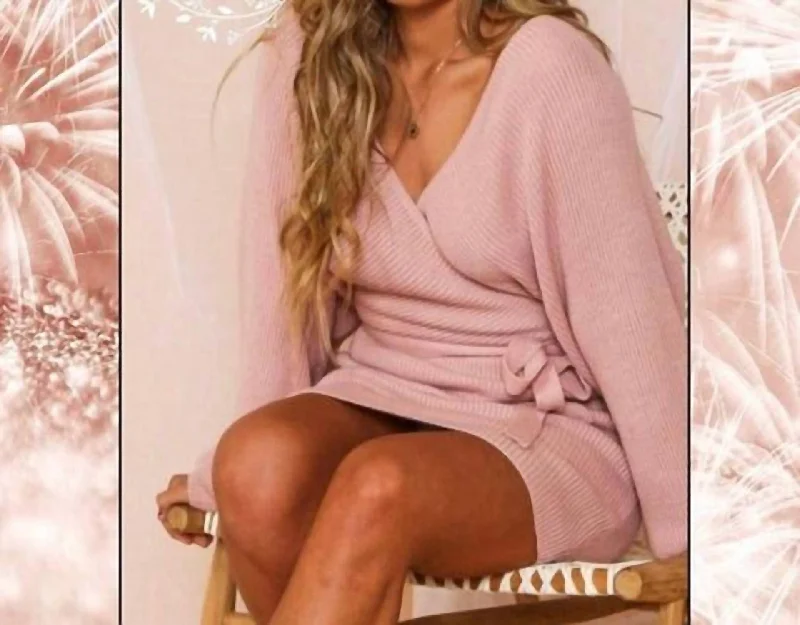 Luxe Sweater Dress In Pink