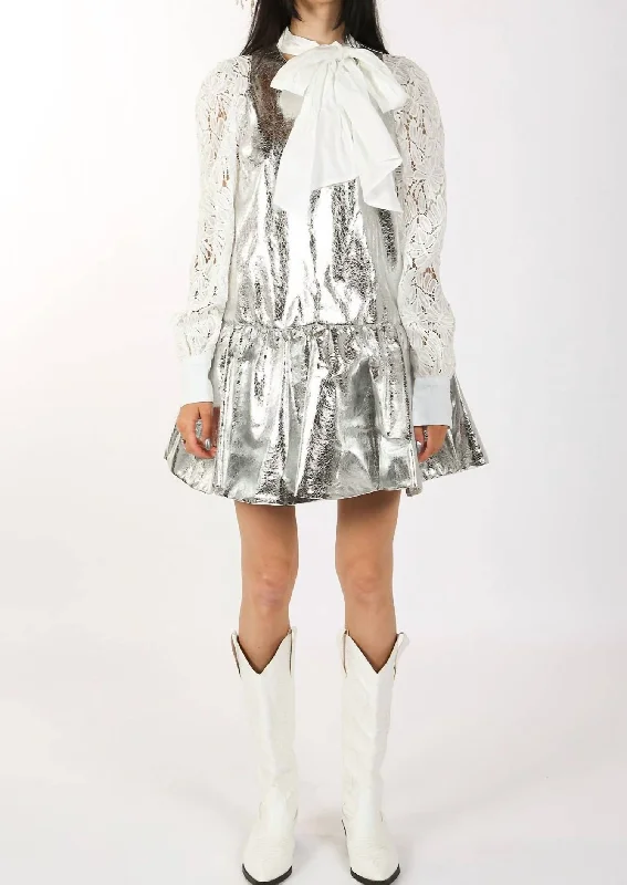 Metallic Mini Dress In Silver