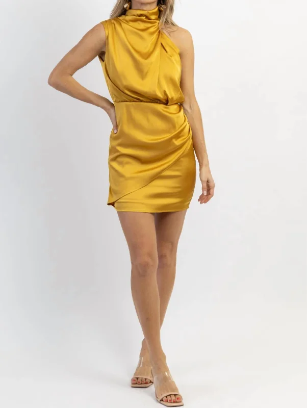 Vanessa Satin Mini Dress In Mustard