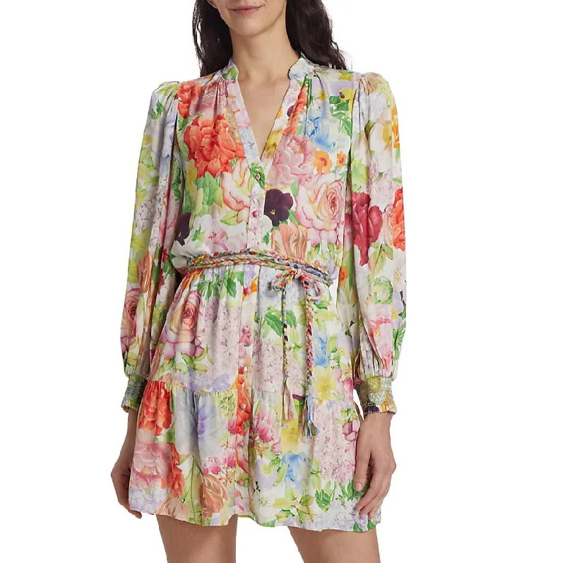 Alice + Olivia Women's Antonette Floral Mini Shirt Dress Floral Print