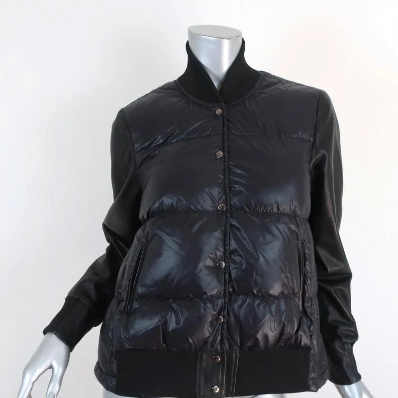 Christiansen Leather-Sleeve Puffer Jacket Navy/Black Size 6