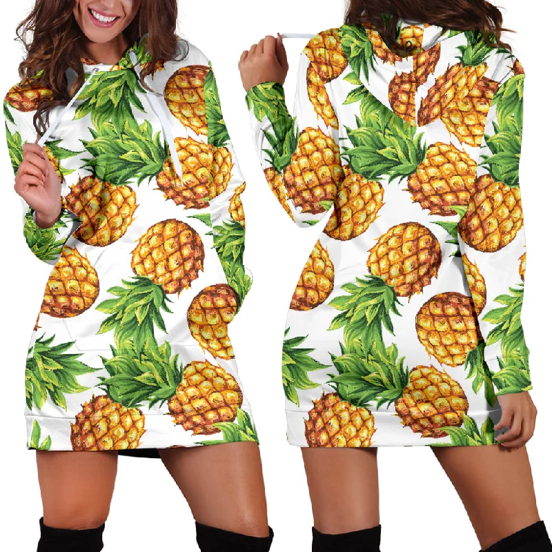 Pineapples Design Pattern Women'S Hoodie Dress