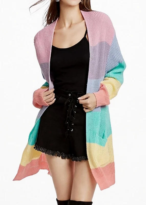 Rainbow striped long cardigan Sweater