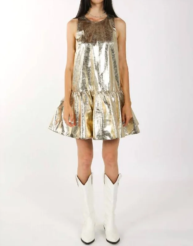 Metallic Mini Dress In Gold