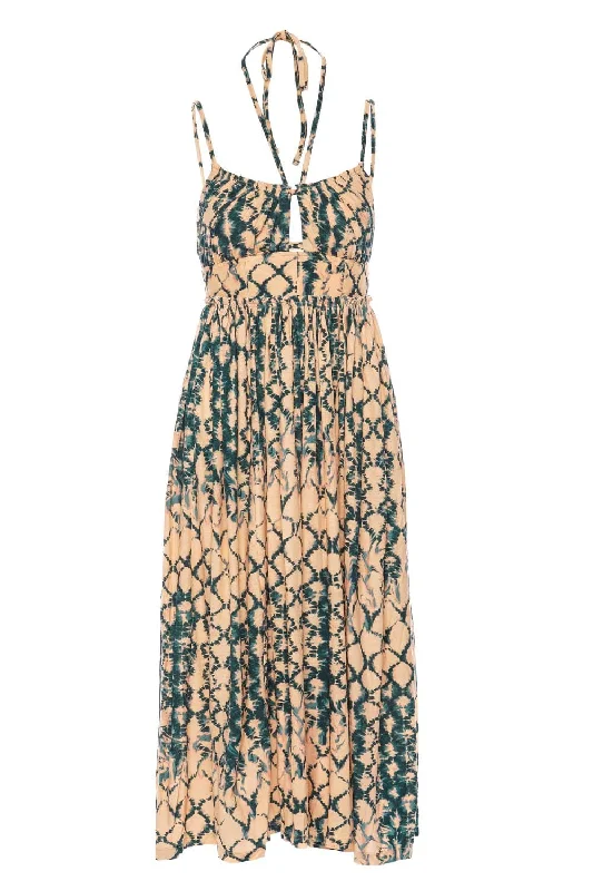 Ulla Johnson Freya Cotton Adjustable Strap Cut Out Midi Dress Fossil 2