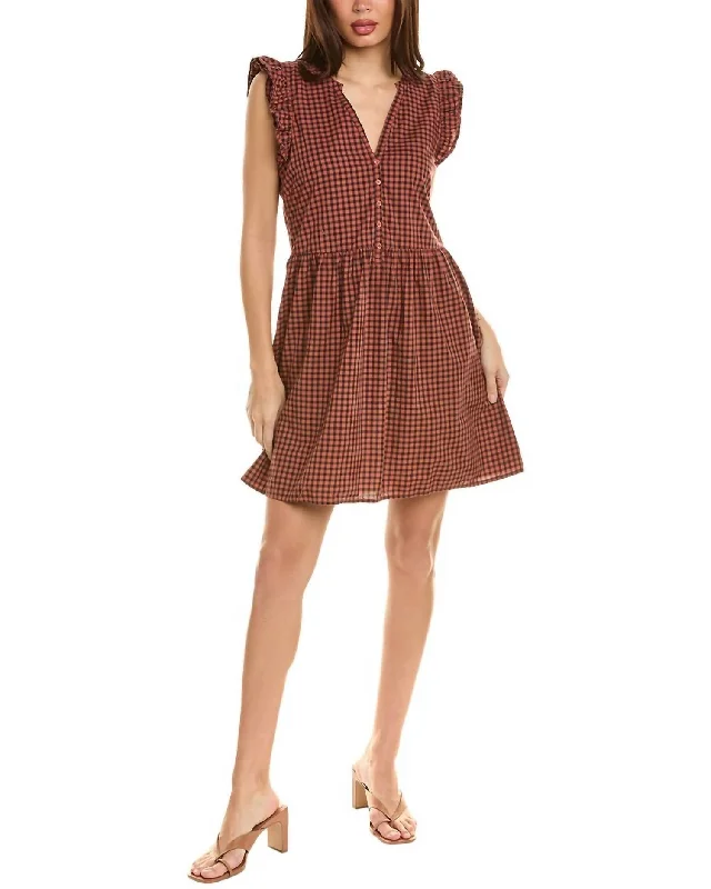 Tegan Ruffled Mini Dress In Tajin Check