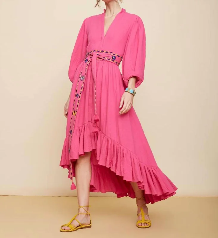 Athena Dress In Party Multi Fuschia