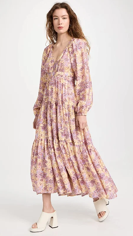 A.L.C. Women's Iman Dress, Canary/Iris Multi Floral Maxi Dress