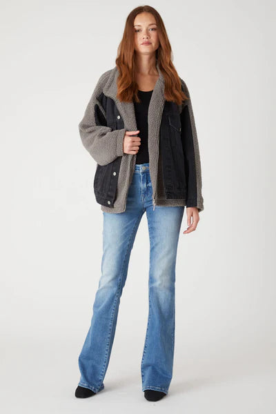 sherpa inset denim jacket