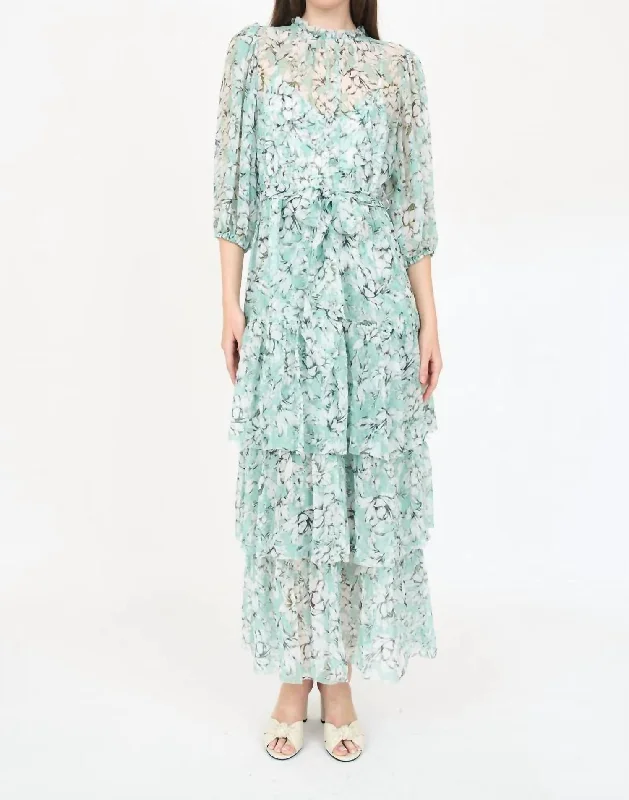 Sara Dress In Teal Vintage Floral