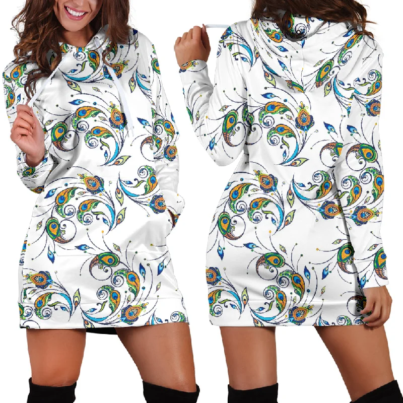 Peacock Feather Pattern Women'S Hoodie Dress