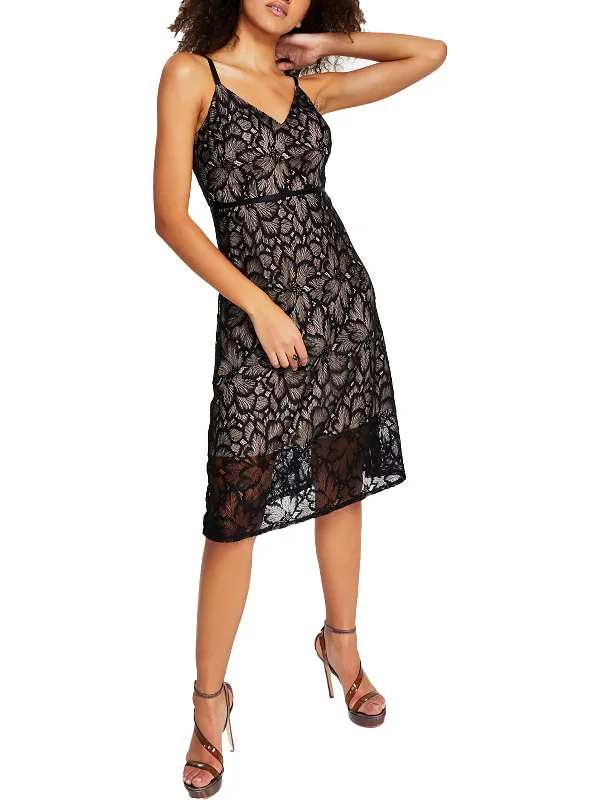 Womens Lace Midi Slip Dress