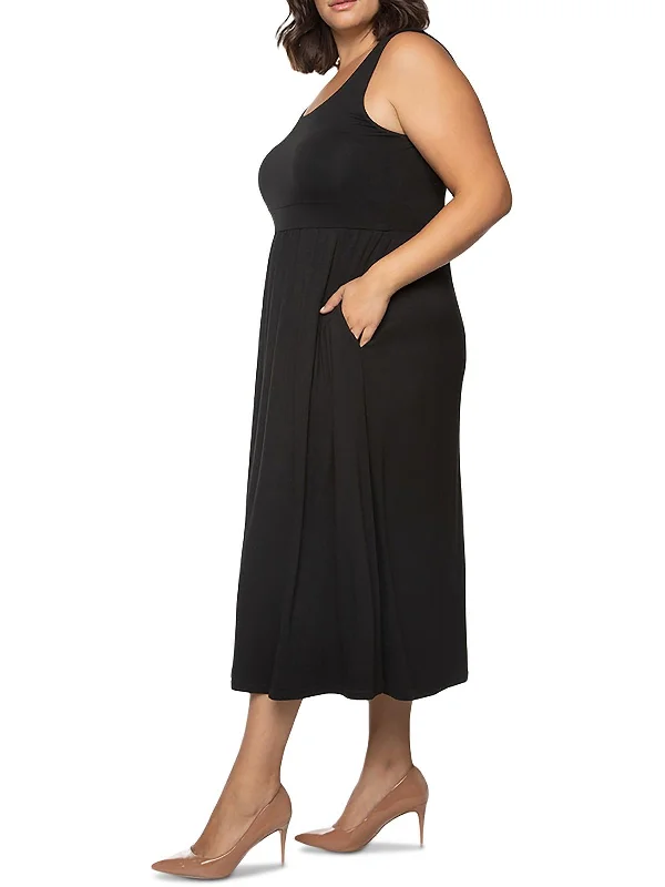 Plus Womens Scoop-Neck Long Maxi Dress