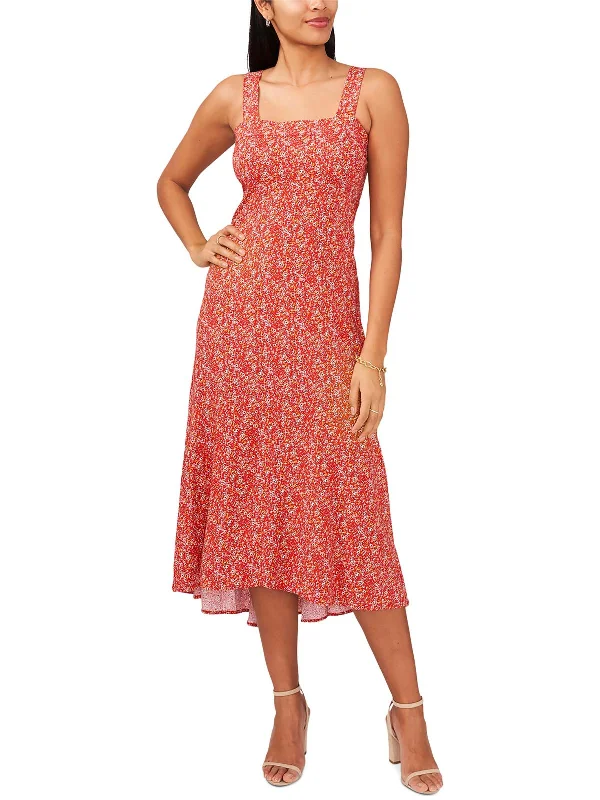 Petites Womens Floral Print Long Maxi Dress