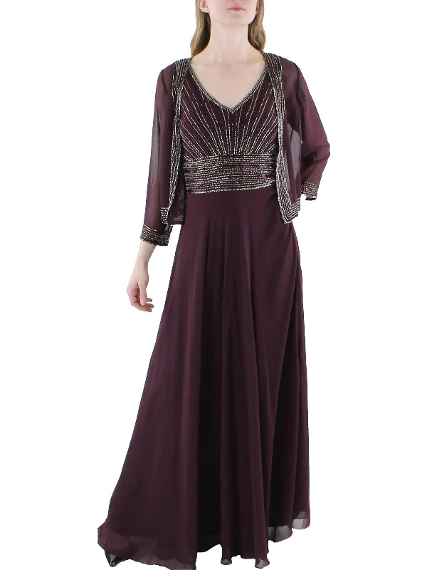 Womens 2PC Long Evening Dress