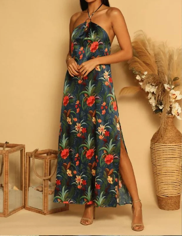 O-Ring Tie Maxi Dress In Oceanside Florals