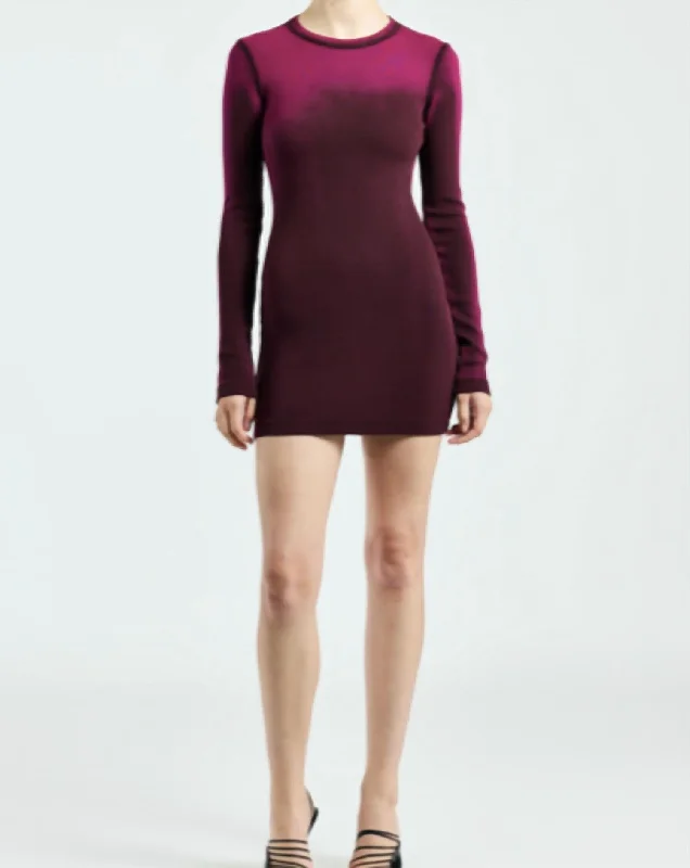 Verona L/s Mini Dress- Magenta Cast