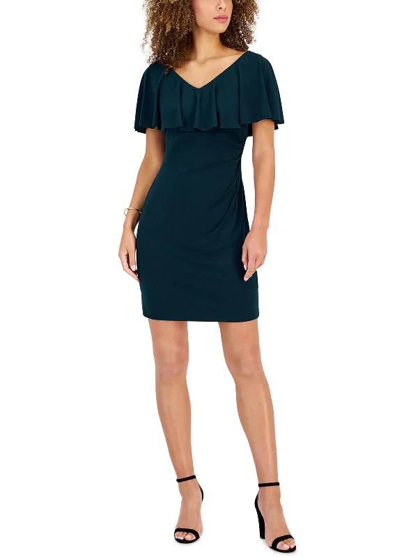 Womens Gathered Double V Sheath Dress