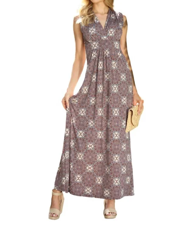 V-Neck Sleeveless Maxi Dress In Andria