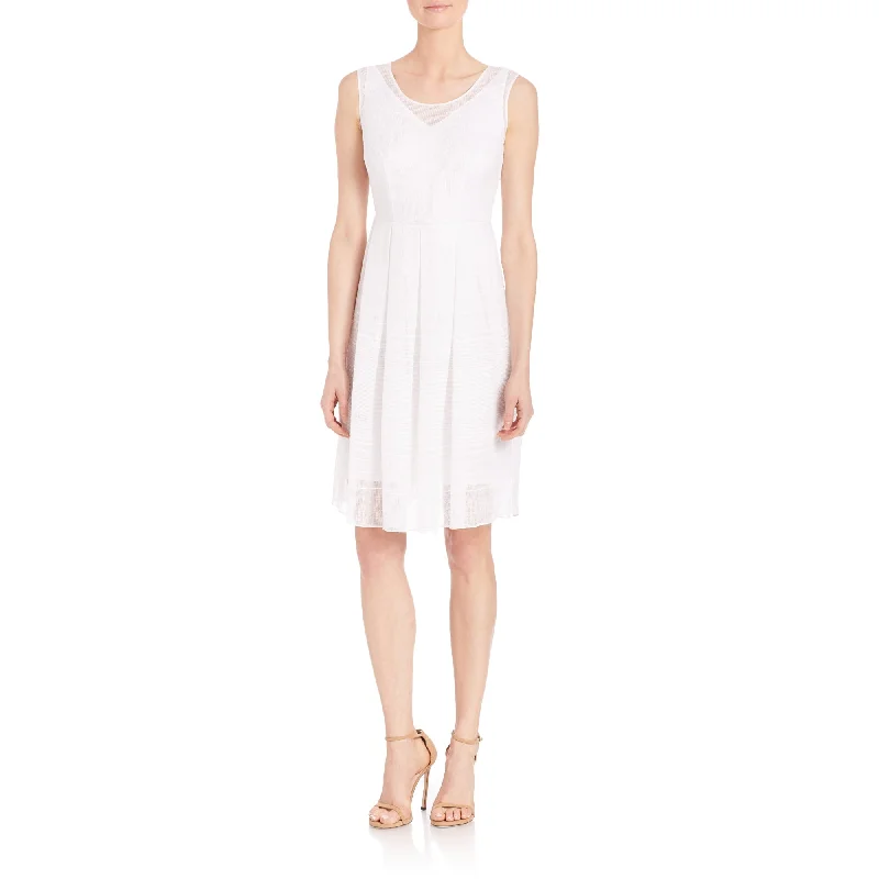 Elie Tahari Solid White Jessy Gauze Sleeveless A-Line Dress