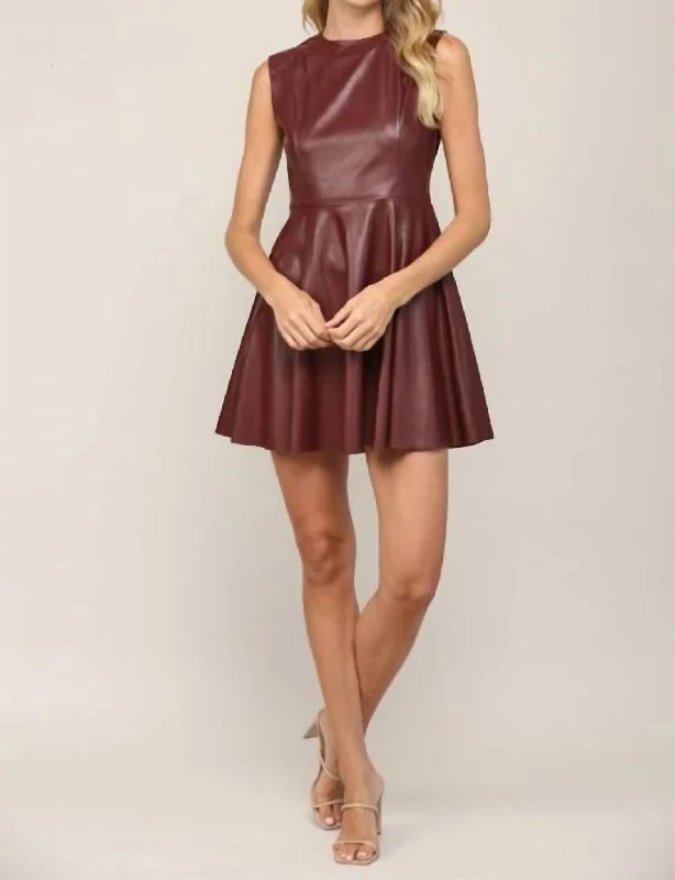 Brooke Faux Leather Dress In Brown