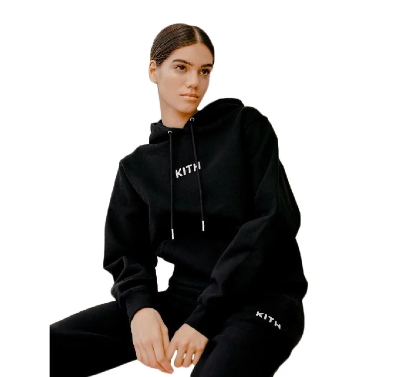 KITH Women's Black Glitter Logo Hoody KHW2076 Medium NWT