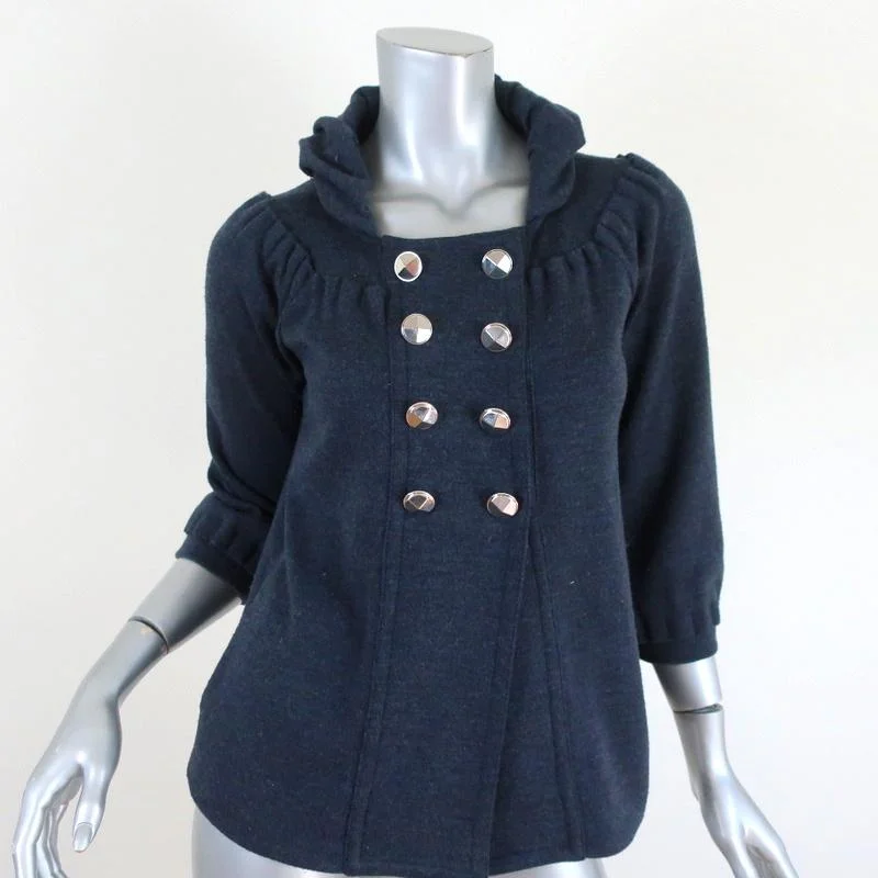 Marc by Marc Jacobs Double Breasted Jacket Navy Wool Knit Size Extra Small