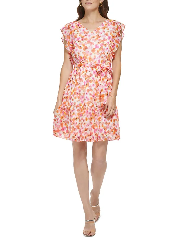 Womens Floral Print Short Wear to Work Dress