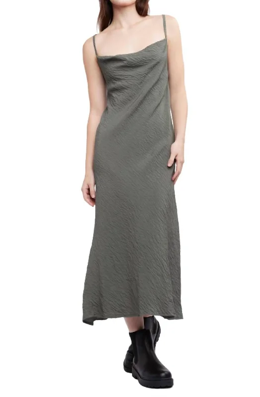 Norah Midi Slip Dress In Thyme